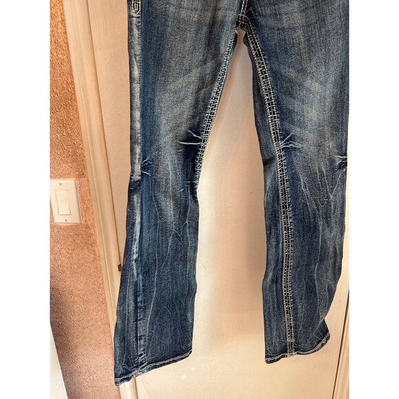 Rebel & Soul Bootcut Denim Jeans W/ Rhinestone Pocket Detail Womens Size 31 - Picture 2 of 5